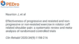 Exercise for rotator cuff related shoulder pain: review summary (PEDro World-Wide Journal Club)