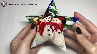 Snow Couple 3D Peyote Star Beading Pattern / Beaded Star Pattern / Beaded Christmas Ornament Pattern