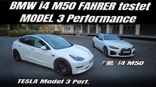 BMW i4 M50 Fahrer testet Tesla Model 3 Performance | Sein Fazit!