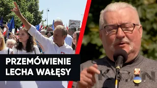 Wałęsa przemówił. "Panie Kaczyński, taczki czekają". Tłum przerwał wystąpienie