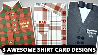 DIY Father's Day Cards | Shirt Cards for DAD | 3 EASY DESIGNS