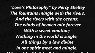 LOVE'S PHILOSOPHY poem by Percy Shelley Lyrics Words Read along