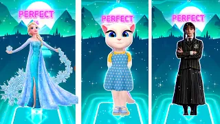 Frozen Wednesday My Talking Angela Tiles Hop song gaming || coffin dance meme song