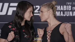 Karolina Kowalkiewicz vs. Felice Herrig UFC 223 Media Day Staredown - MMA Fighting