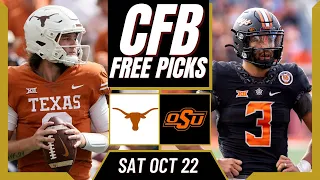 TEXAS vs OKLAHOMA STATE CFB Picks and Predictions (Week 8) | College Football Free Picks Today