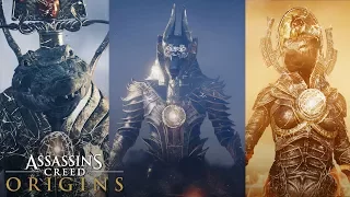 Assassin's Creed Origins - ALL TRIALS OF THE GODS (How To Unlock Anubis Outfit) ALL GOD FIGHTS