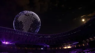 Tokyo Olympic Opening ceremony.Draw the earth with drones! Rachmaninoff Prelude op3-2 by violin