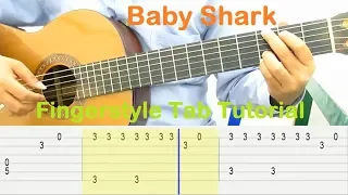 Baby Shark Fingerstyle Tutorial Guitar Tabs - Guitar Lessons for Beginners