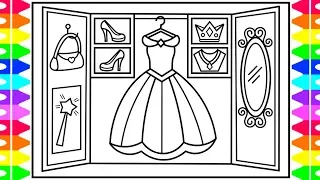 How to Draw a PRINCESS Wardrobe for Kids 💜💖💛 Princess Wardrobe Drawing and Coloring Pages