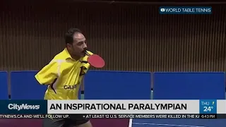 Paralympian plays table tennis with no arms