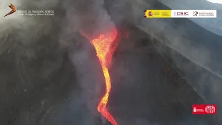 Vista a nivel de la expulsión de lava-boca principal (1/10/21).- Erupción La Palma IGME-CSIC