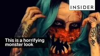 A makeup artist is making waves with a horrifying monster look