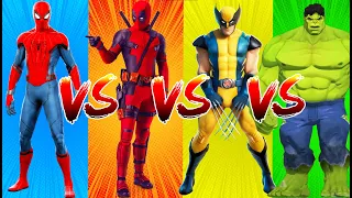 SUPERHEROES COLOR DANCE CHALLENGE Spider-Man vs Deadpool vs Wolverine vs Hulk