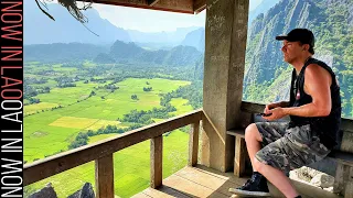 Travel Laos - Vang Vieng View Point Climb and Fall - Vang Vieng Laos (2019)