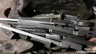 Forging Ken's custom iron v-bit tongs.