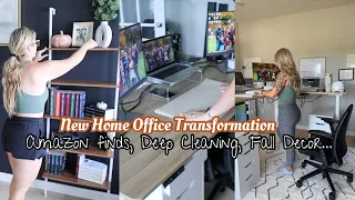 New Home Office Transformation | Low Cost DIY Project | Amazon Finds | WFH Mom | Cleaning motivation