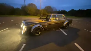 Mercedes 300sel 6.3 Red Pig w109 on Tarmac First time Lights on