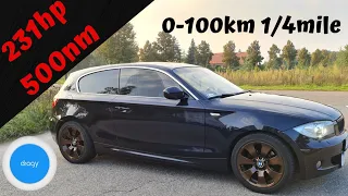 BMW e81 120d | 231hp 500nm stage 1 | Dragy Test 0-100km 1/4mile | Limited sport edition |