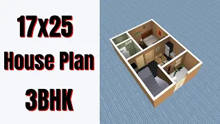 17x25 house plan 3bhk || 50 Gaj Makan Ka Naksha || 420 Sqft Ghar Ka Naksha