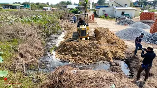 Puddle Filling Space​ With Komatsu D20P Dozer Expert Jobs Operator & Dump TRucks In The New Project