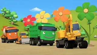 Strong heavy vehicles and the giant flowers | Poco Shapes song | Nursery Rhymes | Songs for Children