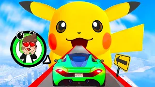 ⚡¡MEGA RAMPA IMPOSIBLE DE PIKACHU! 😱😍 CARRERA GTA 5 ONLINE con RABBITO y ALEXY