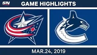 NHL Game Highlights | Blue Jackets vs. Canucks – March 24, 2019