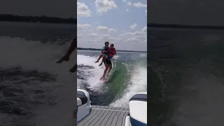 Wakesurfing together with Noah Flegel