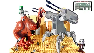 LEGO Star Wars Boba Fett riding Rancor vs droid MOC