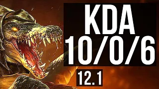 RENEKTON vs GWEN (TOP) | 10/0/6, 5.9M mastery, 900+ games, Legendary | KR Master | 12.1