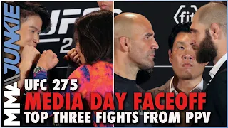 #UFC275 media day faceoffs: Title fights, Weili-Jedrzejczyk 2 square up