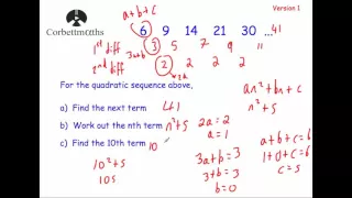 Quadratic Sequences Version 1 - Corbettmaths