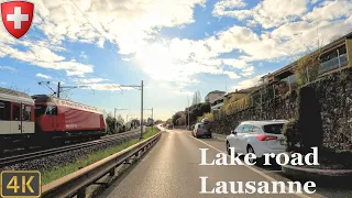 Driving Switzerland 🇨🇭 | Lake road to Lausanne 4K Scenic Drive