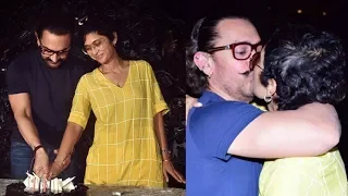 Omg! Aamir Khan first time kissed wife Kiran Rao in public on his 52nd birthday celebrations |