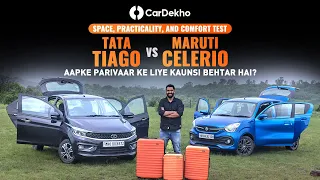 Maruti Celerio Vs Tata Tiago | Space, Practicality & Comfort Compared | Kaunsi Hatchback Behtar Hai?