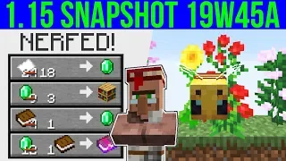 Minecraft 1.15 Snapshot 19w45a Librarian Nerfed! New Bee AI & Many Changes
