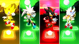 Super Sonic The Hedgehog 🆚 Silver Sonic 🆚 Shadow Sonic 🆚 Hyper Sonic | Sonic Hedgehog Team Tiles Hop