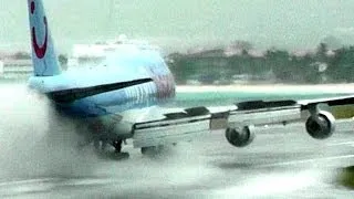 Heavy Rain at Princess Juliana Airport. St Maarten (10 Minutes! No Music! HD1080p)