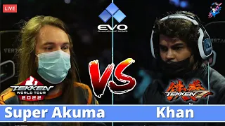 EVO 2022 | FATE Khan VS Super Akuma | 1st Match | Top 8 | TEKKEN 7