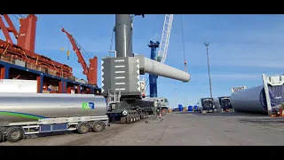 Port of Vaasa, Finland - Discharging of Wind Turbine Towers