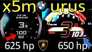 2020 BMW X5M Competition 625HP vs Lambo Urus 650 HP - Acceleration 0 -300km/h Faster than Cayenne!