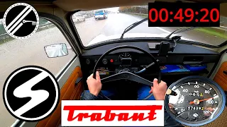 Trabant 601 Kombi 26 PS 0-100 kmh Acceleration Test on German Autobahn POV