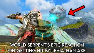 WORLD SERPENT'S EPIC REACTION ON GETTING HIT BY LEVIATHAN AXE | GOD OF WAR 2018