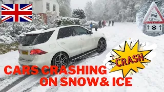 Cars Slipping and Crashing on Snow and ice | UK winter | Snow road in UK | CocoFun Rainbow | 2022