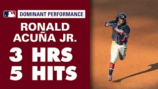 Braves' Ronald Acuña Jr. GOES OFF for 3 homers, 5 hits in double header vs. Phillies.