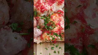 "Super Focaccia Bread Pizza With Meatballs" #asmr #food #shorts#pizza  😀