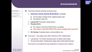 IEE 475: Lecture K2 (2021-11-23): Variance Reduction Techniques, Part 2