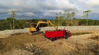 Heavy Equipment, Working Loading Truck Cleaning Up All The Ashes To Get Ready For The Next Phase