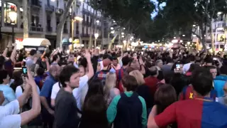 Barca is winner - celebration at La Rambla