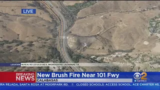 Traffic Shut Down As Brush Fire Breaks Out Near 101 Freeway